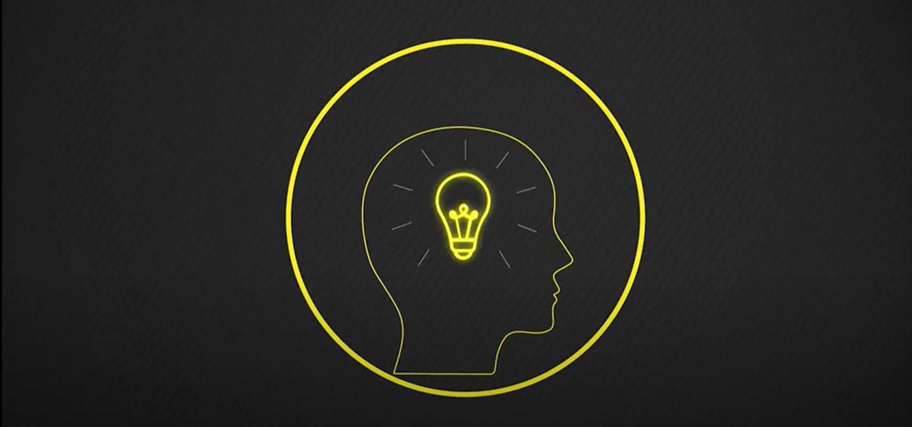 illustration head with lightbulb where brain should be