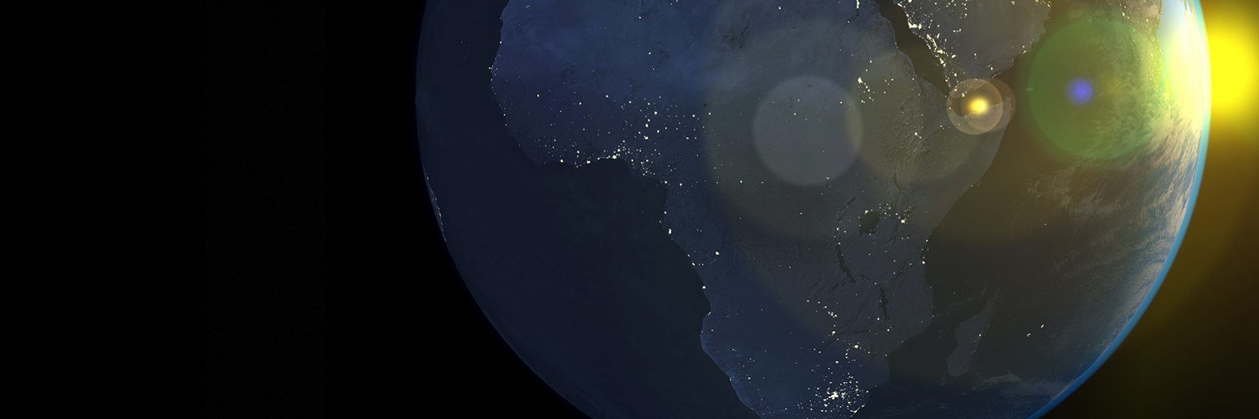Globe showing Africa with lit up areas