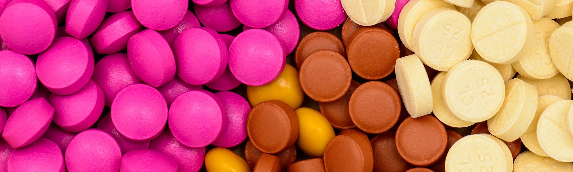 closeup of colorful medicine tablets