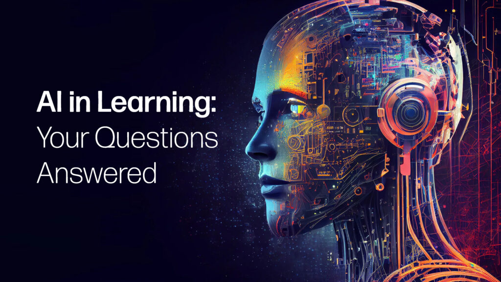 AI in Learning: Your Questions Answered with female robot head.